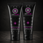 2-pakning IntHim Comfort Gel 100 ml for menn på mørk bakgrunn – beroligende pleie etter barbering og hårfjerning