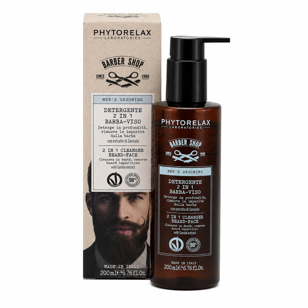Skjegg- og ansiktsrens - Sandeltre - Phytorelax 200 ml