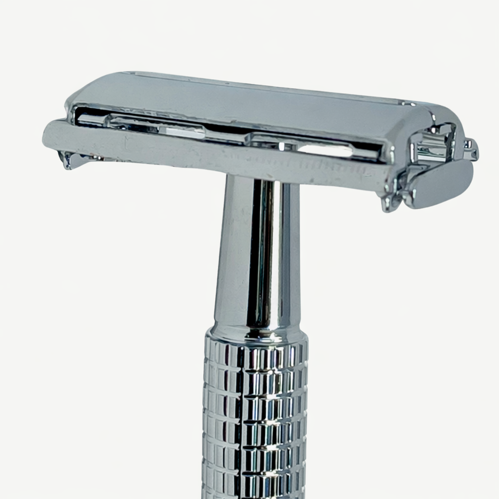 Klassisk Barberhøvel Butterfly – Langt Skaft + Etui + 10 Blader