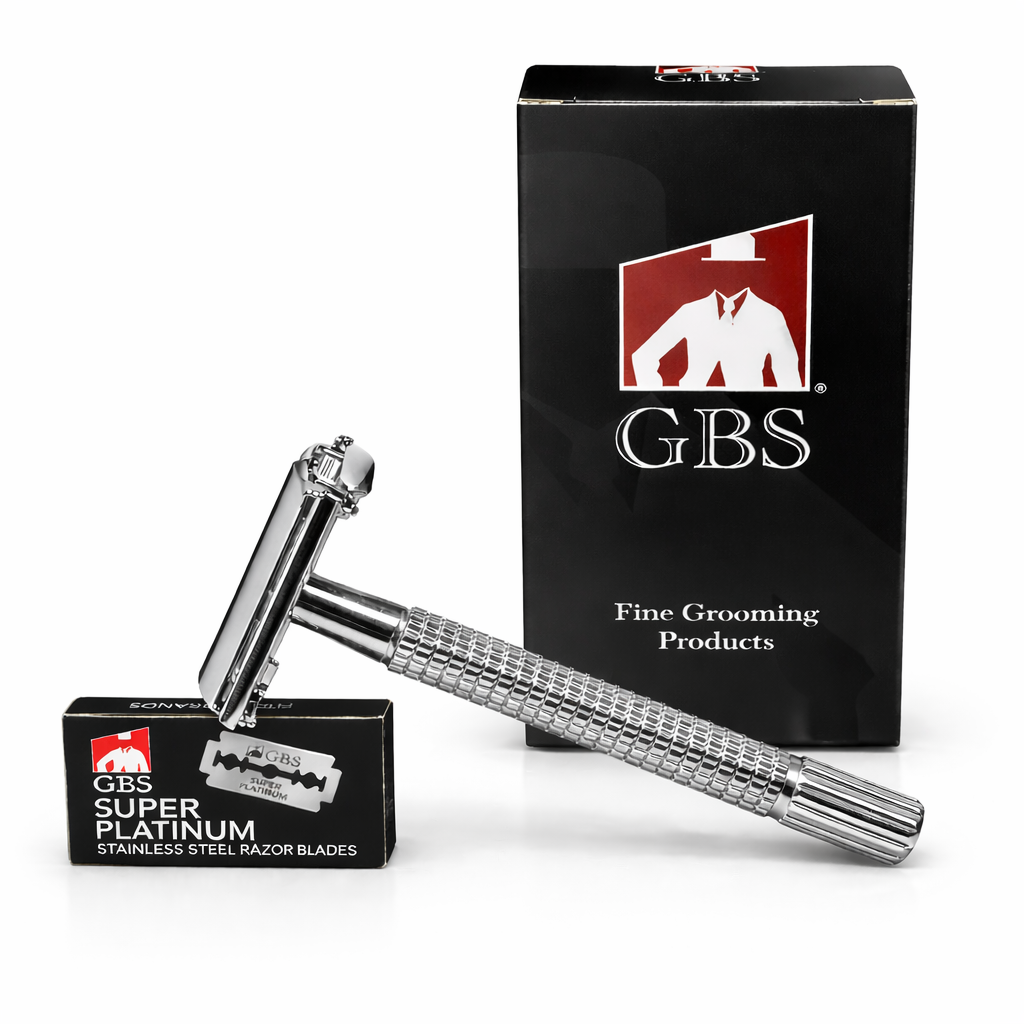 Klassisk Barberhøvel Butterfly – Langt Skaft + Etui + 10 Blader