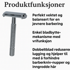 Safety Razor Butterfly – Langt Skaft + Etui + 10 Blader – Klassisk Barberhøvel