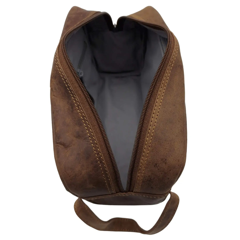 Greenwood Toalettmappe i Ekte Skinn – Mørk Brun