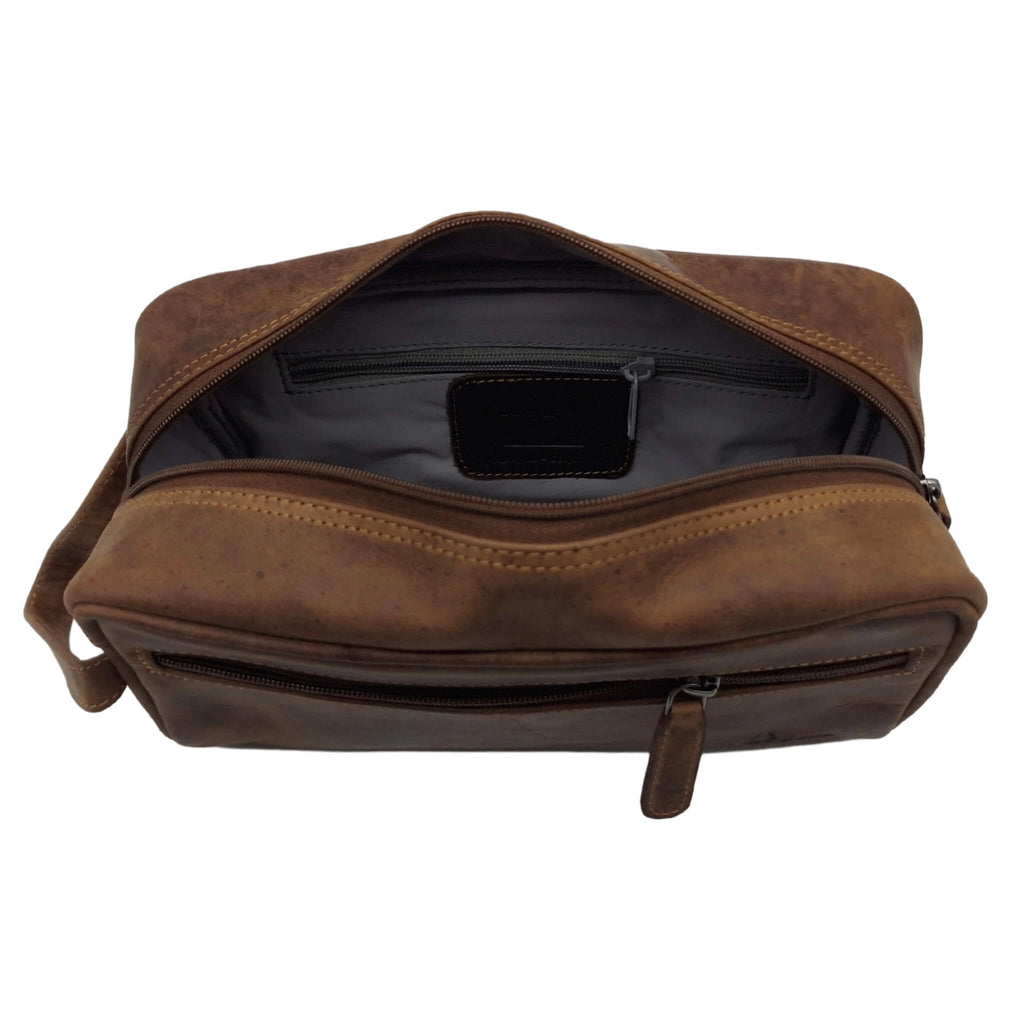 Greenwood Toalettmappe i Ekte Skinn – Mørk Brun