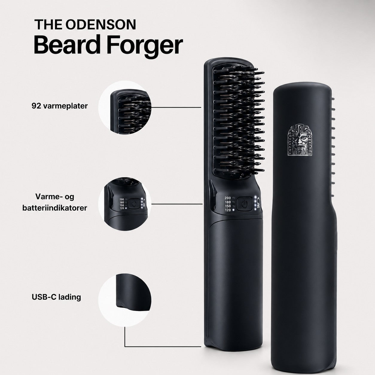 Trådløs varmebørste for skjegg og hår – Beard Forger – Odenson