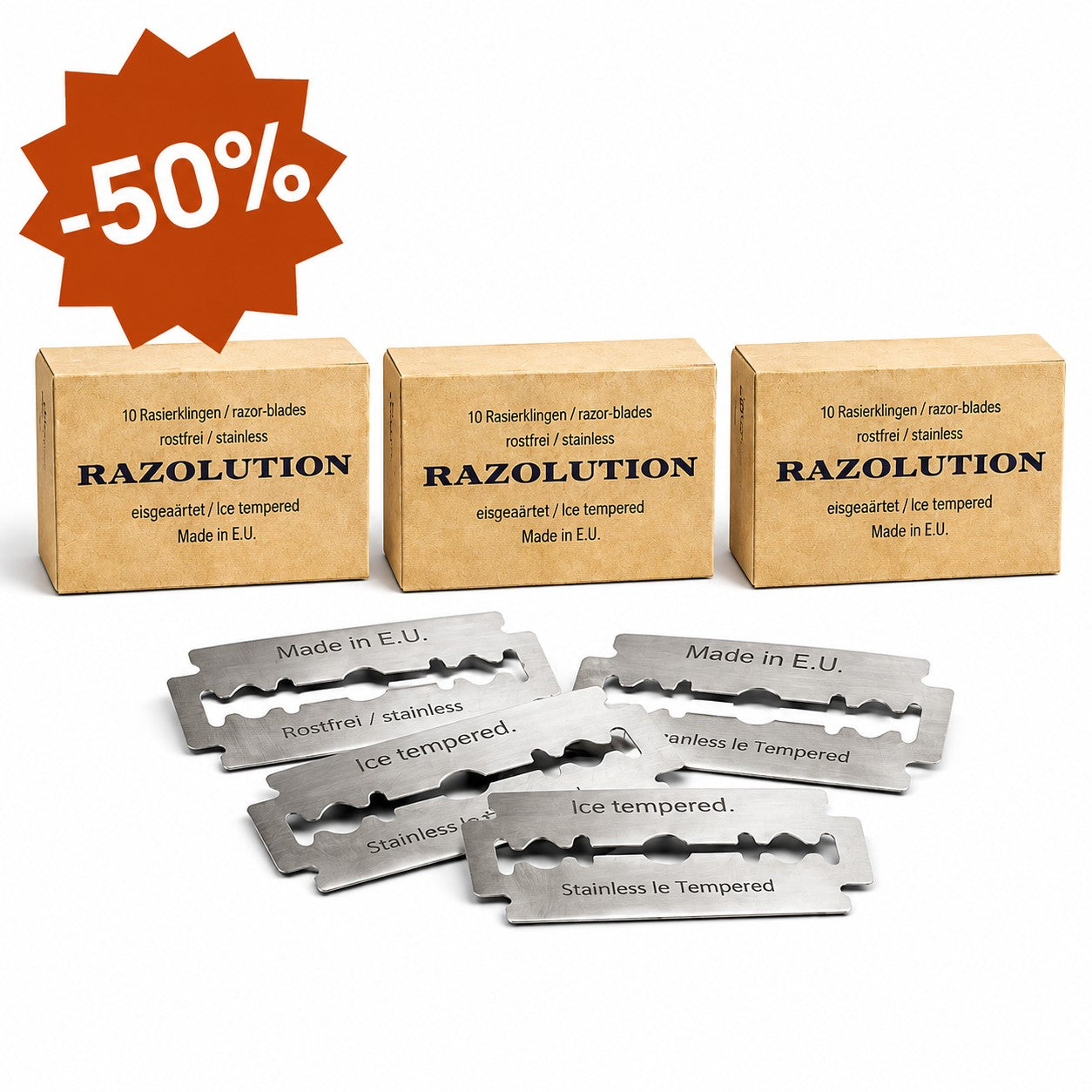 Barberblader Double Edge 3pk – Razolution (30 blader) - utgående produkt