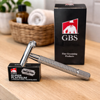 Barberhøvel Butterfly Klassisk – Langt Skaft + Etui + 10 Blader