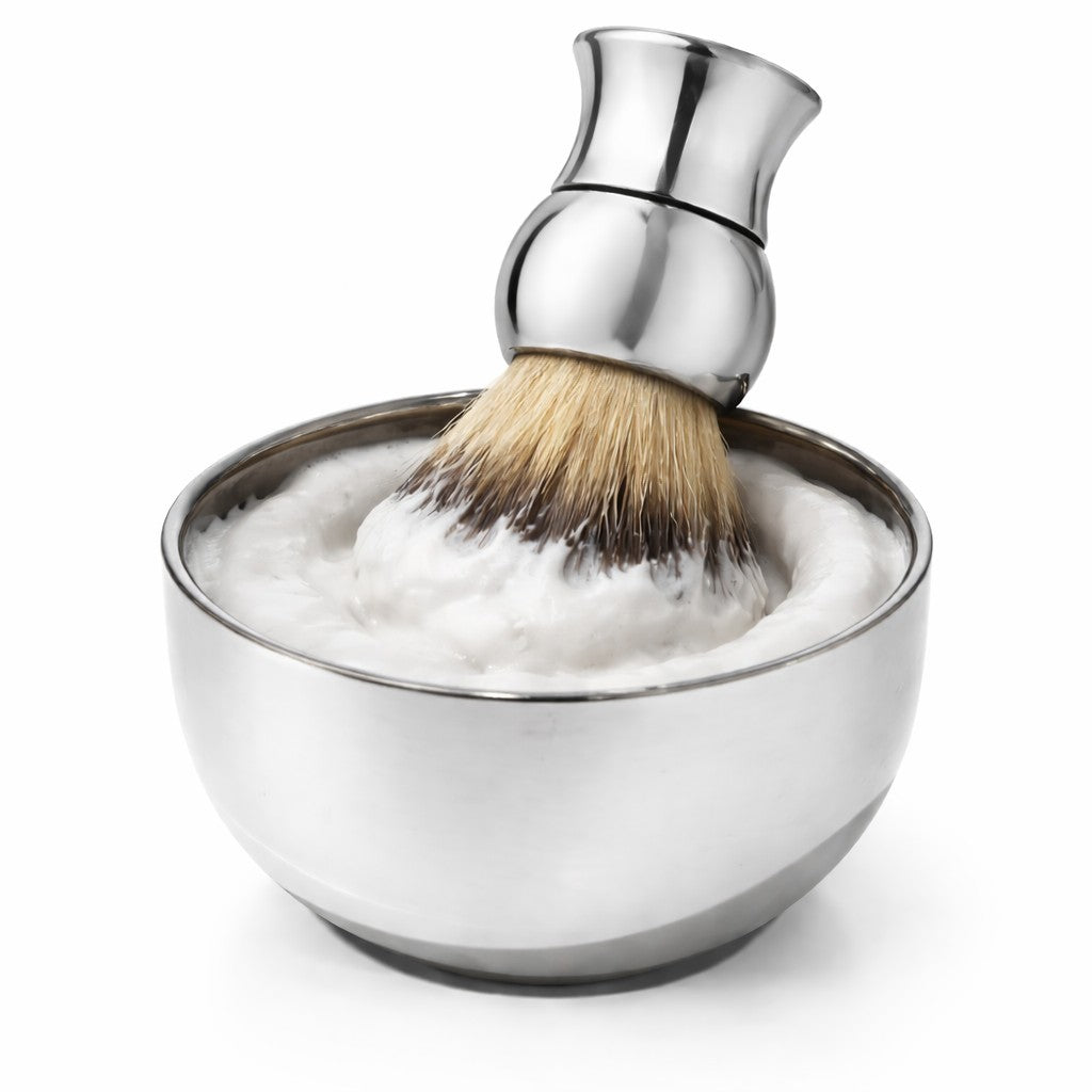Barberkost sølvgrå – Blank finish og tett bust for perfekt skum