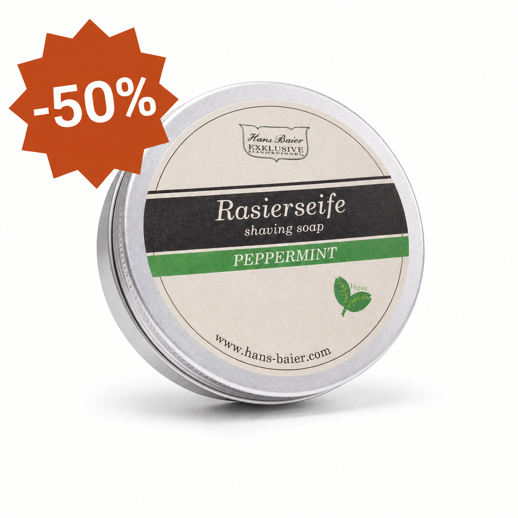 Barbersåpe peppermynte med etikett i Menner-fargen #c6522b