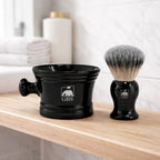 Barberingssett M sort – Perfekt skum med kost, bolle og barbersåpe