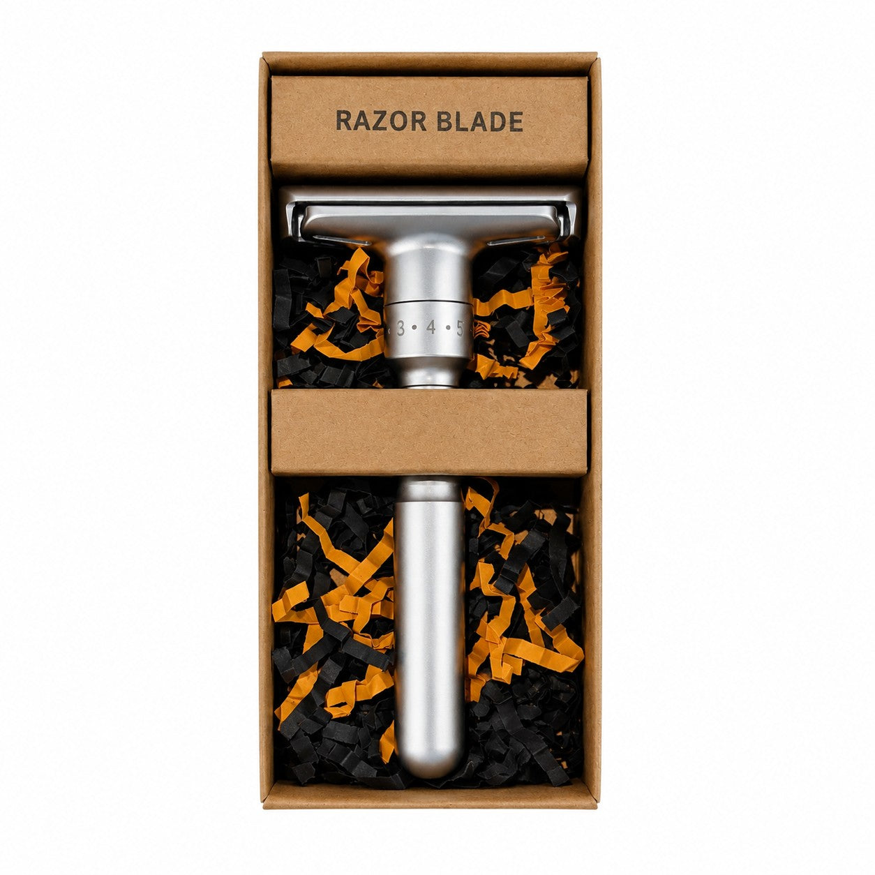 Justerbar premium barberhøvel inkl. 10 double edge blader – Matt sølv