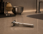 Justerbar premium barberhøvel inkl. 10 double edge blader – Matt sølv