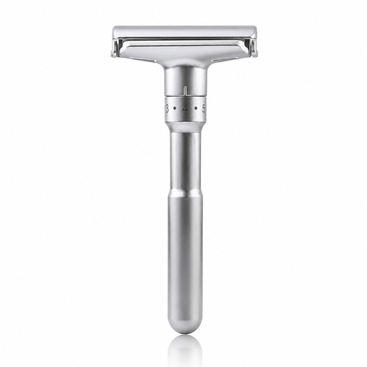Justerbar premium barberhøvel inkl. 10 double edge blader – Matt sølv