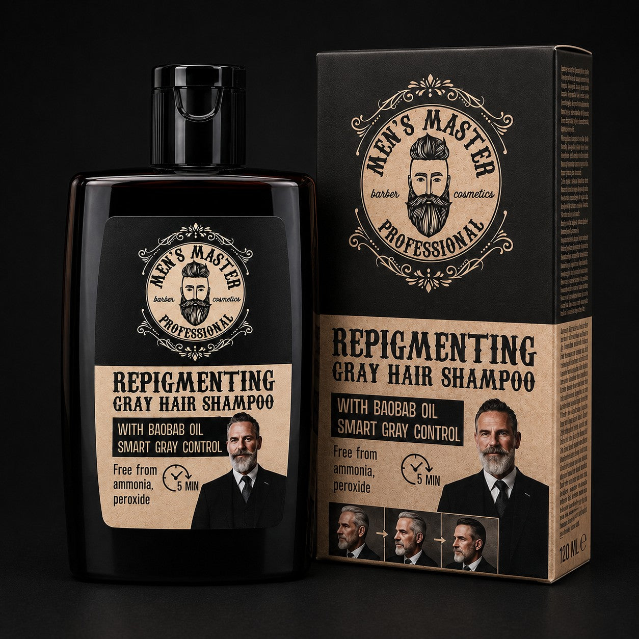Repigmenterende shampoo for grått hår - Men's master