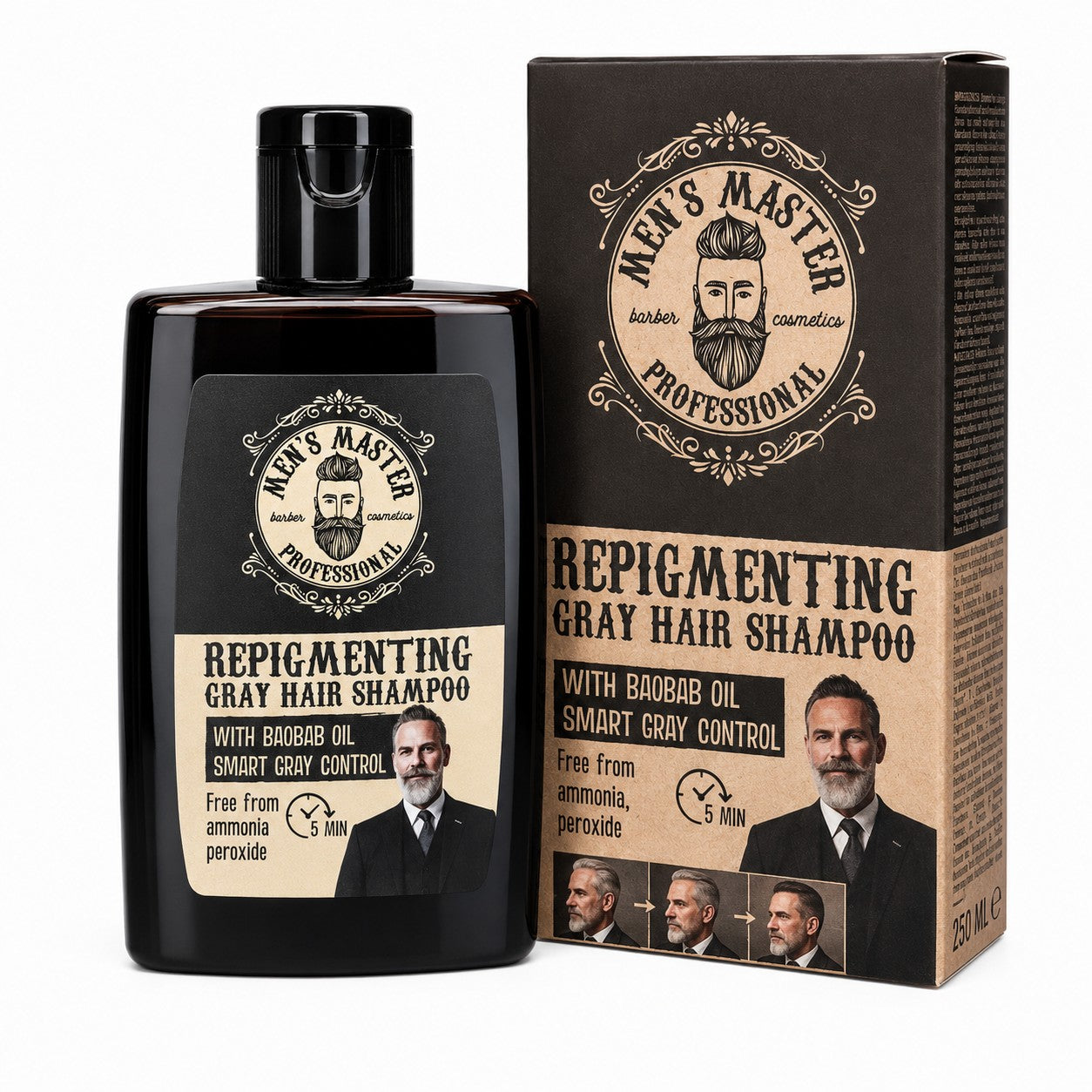 Repigmenterende shampoo for grått hår - Men's master