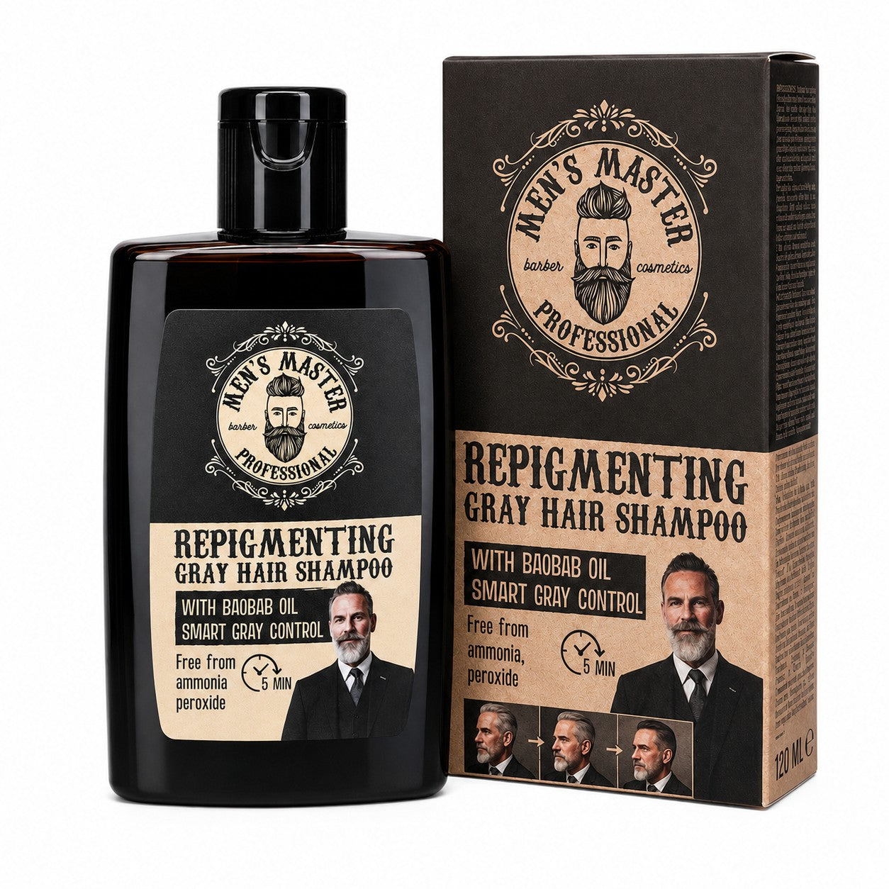 Repigmenterende shampoo for grått hår - Men's master