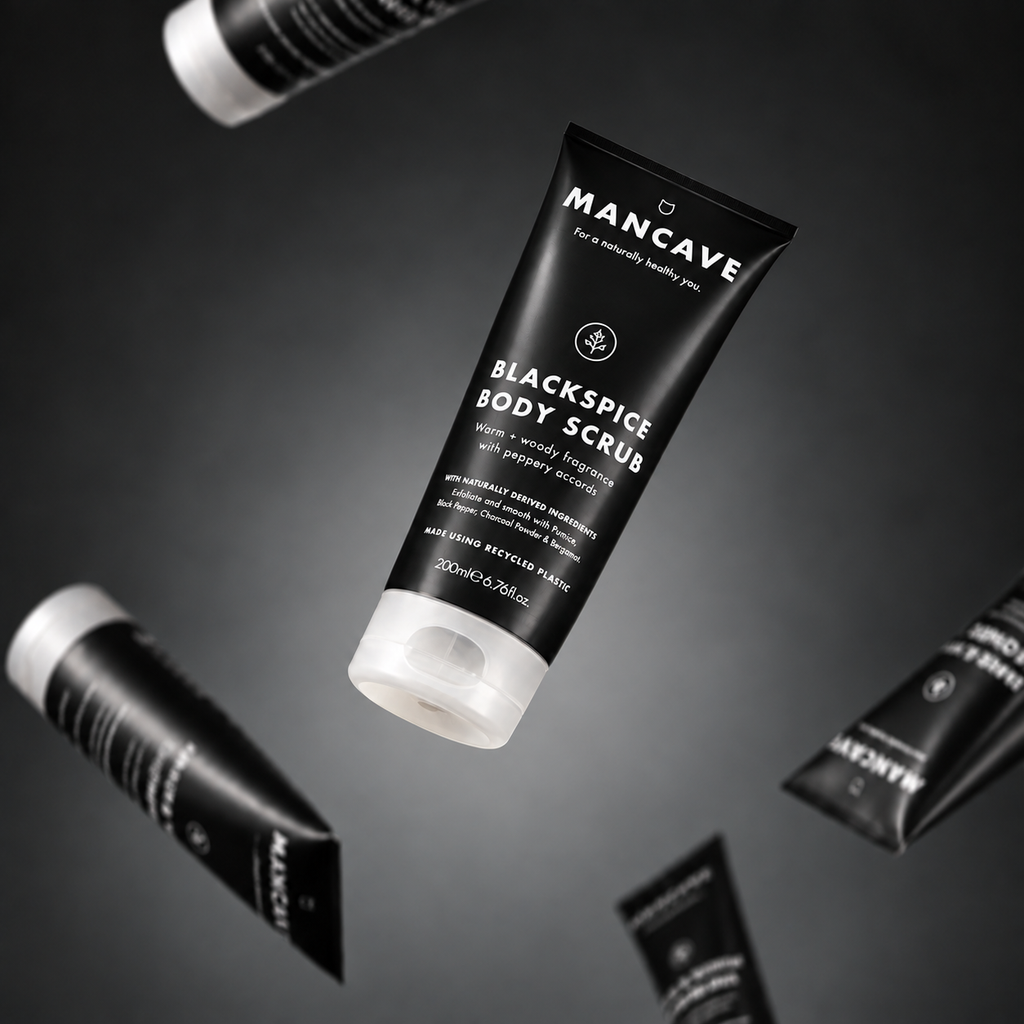 ManCave Caffeine Shampoo sammen med andre hår- og kroppspleieprodukter fra ManCave