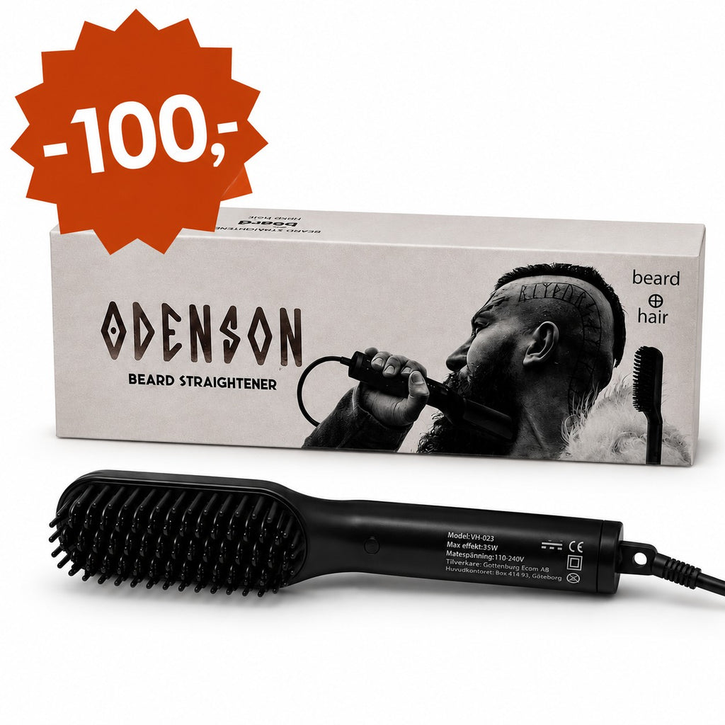 Varmebørste for skjegg og hår – Beard Straightener – Odenson - Lett skadet emballasje