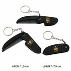 Sort sammenleggbar GBS skjeggkam med nøkkelring – 11,5 cm åpen og 7,5 cm lukket
