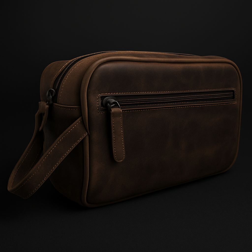 Greenwood Toalettmappe i Ekte Skinn – Mørk Brun