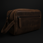 Greenwood Toalettmappe i Ekte Skinn – Mørk Brun